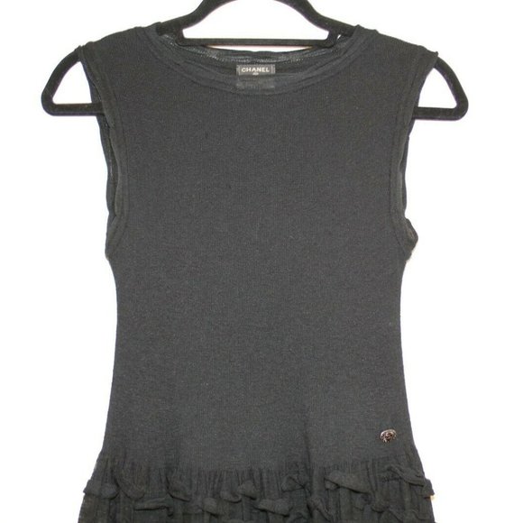 CHANEL classic knit little black dress sz 4 (38) - Picture 3 of 8